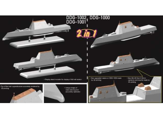 アメリカ海軍駆逐艦 USS リンドンB ジョンソン(DDG-1000) 2 in 1 プラモデルキット/Dragon 1/700模型