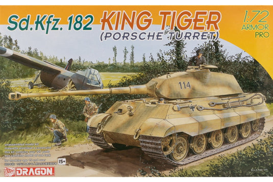 King Tigerキングタイガー Sd.Kfz.182 (Porsche Turretポルシェ砲塔) / Dragonドラゴン 1/72 組み立てプラモキット模型