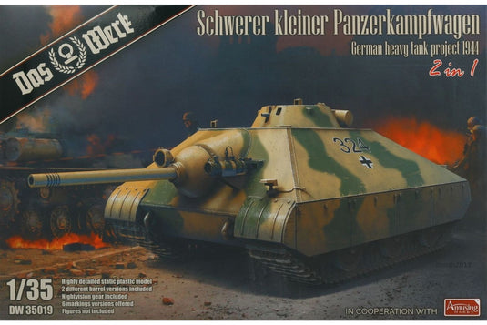 Schwerer kleiner Panzerkampfwagen German heavy tank project 1944 2 in 1 組み立てプラモキット模型 戦車 /Das Werk 1/