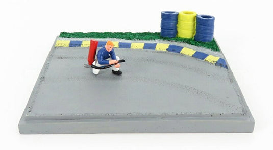 DIORAMAジオラマ レースレスキュー 消防士 消防車 グレーブルーイエロー / EDICOLA 1/43 ミニカー