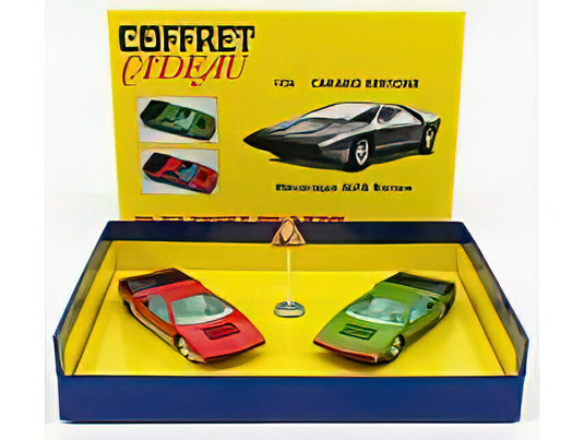 ALFA ROMEO - SET 2X 33 CARABO BERTONE 1968 - COFFRET BOX - GREEN RED/EDICOLA 1/43ミニカー
