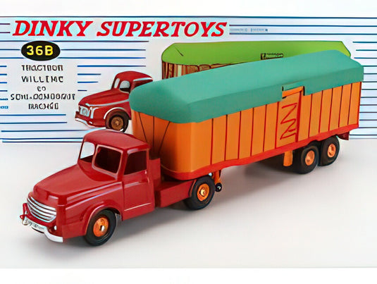 WILLEME  TRACTOR TRUCK + SEMIREMORQUE BACHEE 1960  RED ORANGE GREEN/EDICOLA 1/43ミニカー