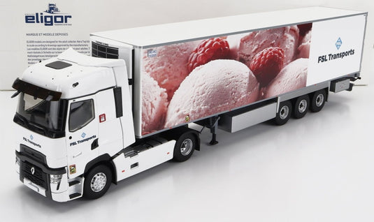 Renaultルノー T LINE HIGH TRUCK SEMI FRIGO FSL TRANSPORTS 2021 ホワイトピンク / ELIGOR 1/43 トラック商用車