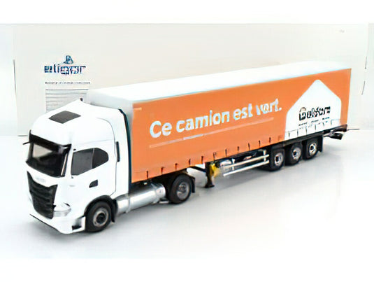 IVECO FIAT  SWAY NP TRUCK TELONATO WELDOM TRANSPORTS 2021  WHITE ORANGE/ELIGOR 1/43ミニカー