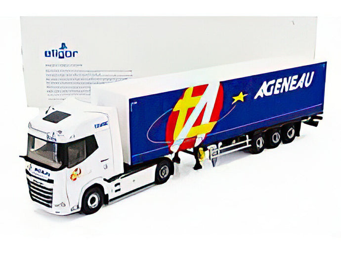 DAF XG TRUCK TELONATO AGENEAU TRANSPORTS 2021 WHITE BLUE/ELIGOR 1/43模型ミニカー