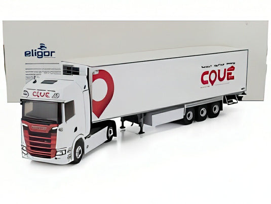 SCANIA S500 トラック セミフリゴ COUE TRANSPORTS 2021 ホワイト/レッド/ ELIGOR 1/43 ミニカー