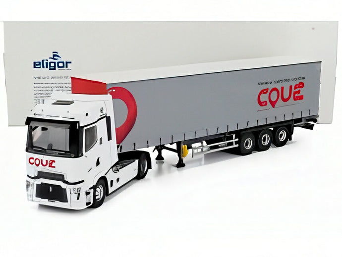 RENAULT T-HIGH トラック COUE TRANSPORTS 2023 ホワイト/グレー/ ELIGOR 1/43 ミニカー