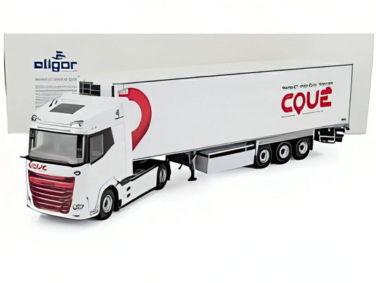 DAF XG トラック セミフリゴ COUE TRANSPORTS 2021 ホワイト/レッド/ ELIGOR 1/43 ミニカー