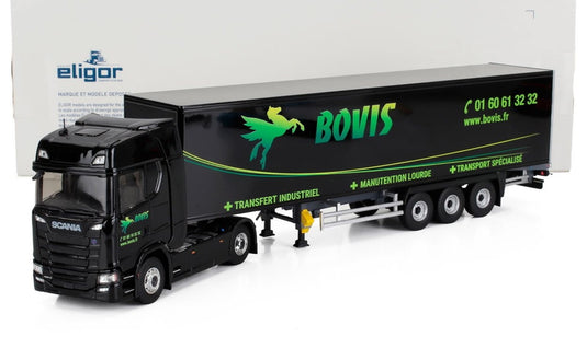 Scaniaスカニア S500 Truck Cassonatoカッソナートトラック Bovis Transportsボビストランスポート 2021 ブラック / ELIGOR 1/43 トラック商用車