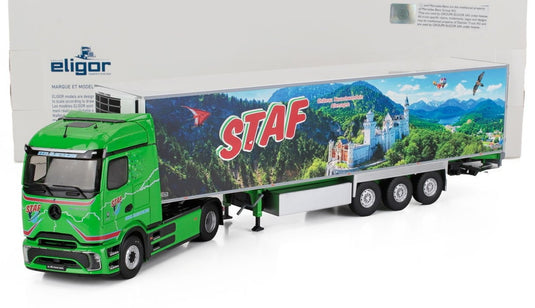 Mercedes Benzメルセデスベンツ E Actrosアクトロス 600 Truckトラック Semi Frigo STAF Transports 2024 グリーンブル / ELIGOR 1/43 トラック商用車