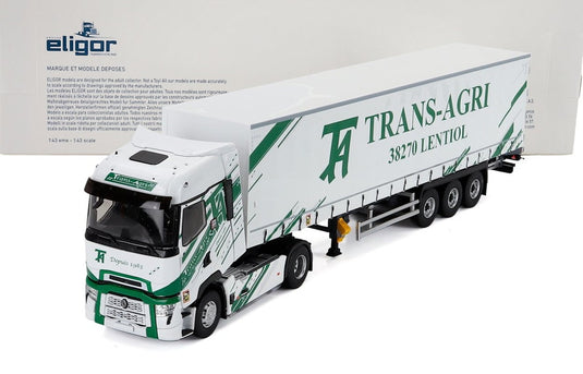 RENAULT T LINE HIGH トラック 幌付 TRANS AGRI 2023 ホワイト グリーン / ELIGOR 1/43 ミニカー