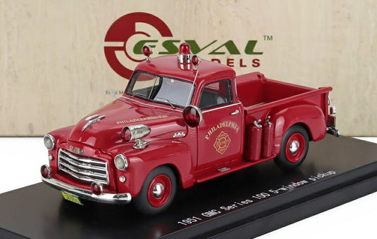 GMC 100 ピックアップ 5ウインドウ フィラデルフィア 消防車 1951 レッド / ESVAL 1/43 ミニカー