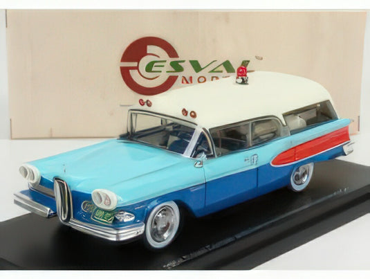 Edsel Corsair アンビュランス by Memphian Coachwork Co. 1958 /ツートンブルーレッドホワイト// ESVAL 1/43 ミニカー