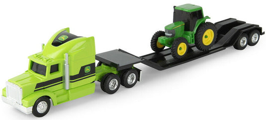 John Deereジョンディア Farm Semi in Green with Flatbed Trailer / ERTL 1/64 農機トラクター 模型