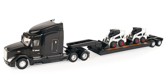 Bobcat - Peterbilt 579 セミトラック、ローボーイトレーラー、Bobcat 450 スキッドローダー2台セット / ERTL 1/32 農業機械模型
