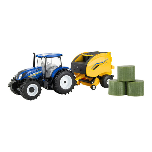 New Holland T6.175 Tractorトラクター and 561 Round Baler / ERTL 1/64 模型