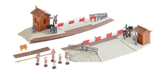 HOゲージ 鉄道模型 Faller ファーラー Curved level crossing with barriers 踏切 Era I