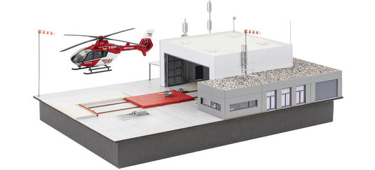 HOゲージ 鉄道模型 Faller ファラー Air rescue station with helicopter and movement functions