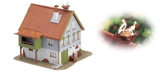 HOゲージ 鉄道模型ストラクチャー Faller House with stork's nest
