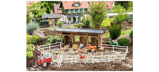 Gゲージ 鉄道模型 Faller ファラー パドックフェンス付き馬小屋 Horse shelter with paddock fence