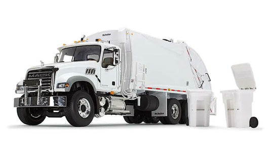 Mack Granite MP  McNeilus リアロードゴミ収集車 & ゴミカート付  トラック / First Gear 1/34 建設機械模型 工事車両