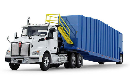 Kenworth T880 ウインチトラック  ホワイト & Pinnacle Frac Tank Trailer  ブルー  付  トレーラー / First Gear 1/34 建設機械模型 工事車両