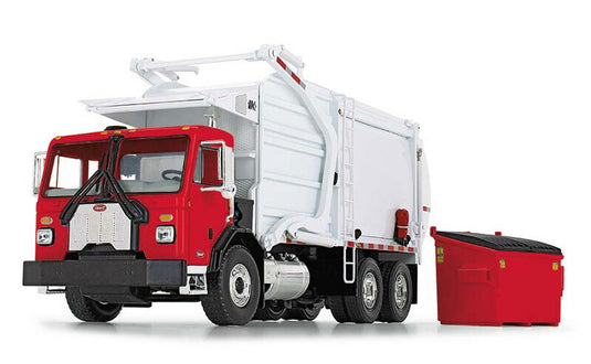 Peterbilt Model 520 ゴミ収集車  Wittke フロントエンドローダー & ゴミ箱付、レッド & ホワイト  トラック / First Gear 1/34 建設機械模型 工事車両
