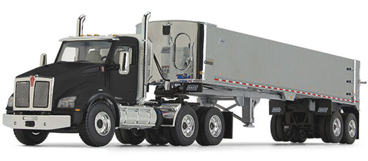 Kenworth T880  ブラック、East Genesis エンドダンプトレーラー  クローム  付  トレーラー / First Gear 1/50 建設機械模型 工事車両
