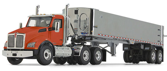 Kenworth T880  バーントオレンジ、East Genesis エンドダンプトレーラー  クローム  付  トレーラー / First Gear 1/50 建設機械模型 工事車両