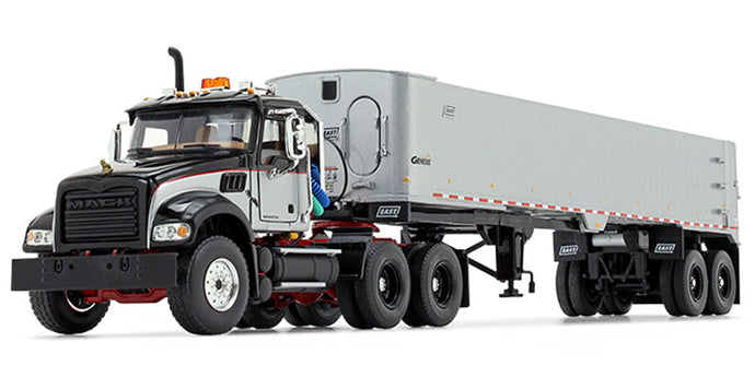 Mack Granite MP デイキャブ  ブラック、レッド & シルバー、East Genesis エンドダンプトレーラー付  トレーラー / First Gear 1/50 建設機械模型 工事車両