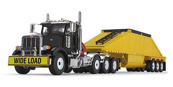 Peterbilt Model 367 デイキャブ  ブラック & イエロー、ボトムダンプトレーラー付  トレーラー / First Gear 1/50 建設機械模型 工事車両