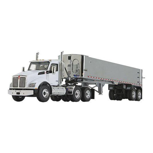 ケンワース Kenworth T880 イースト East Genesis エンドダンプトレーラー ホワイト クローム / FIRST GEAR 1/50 ミニカー トラック模型