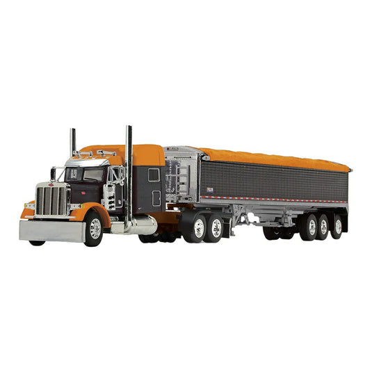 ピータービルト Peterbilt モデル379 70インチスリーパー ブラックオレンジ / FIRST GEAR 1/64 ミニカー トラック模型