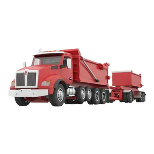 ケンワース Kenworth T880 ダンプトラック＆トレーラー 4軸 バイパーレッド / FIRST GEAR 1/64 ミニカー トラック模型