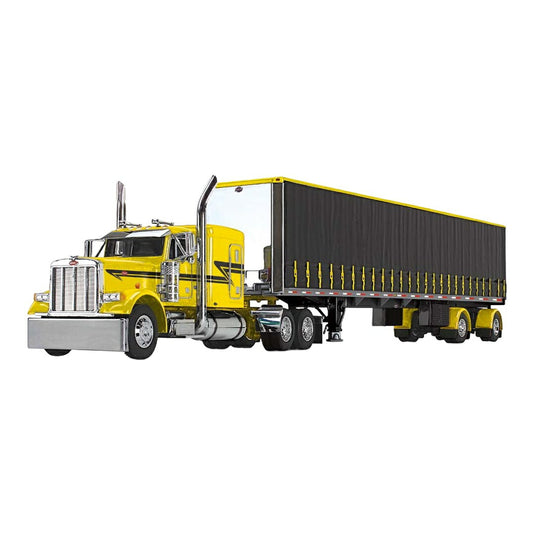ピータービルト Peterbilt Model 379 63インチ フラットトップ スリーパー 53フィート ユーティリティ タウトライナー トレーラー / FIRST GEAR 1/64 ミニカー トラック模型