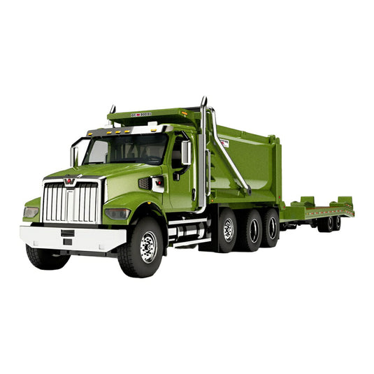 ウエスタン・スター Western Star 49X Ox ダンプ ビーバーテールトレーラー グリーン / FIRST GEAR 1/64 ミニカー トラック模型