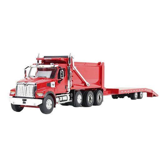 ウエスタン・スター Western Star 49X Ox ダンプ ビーバーテールトレーラー レッド / FIRST GEAR 1/64 ミニカー トラック模型