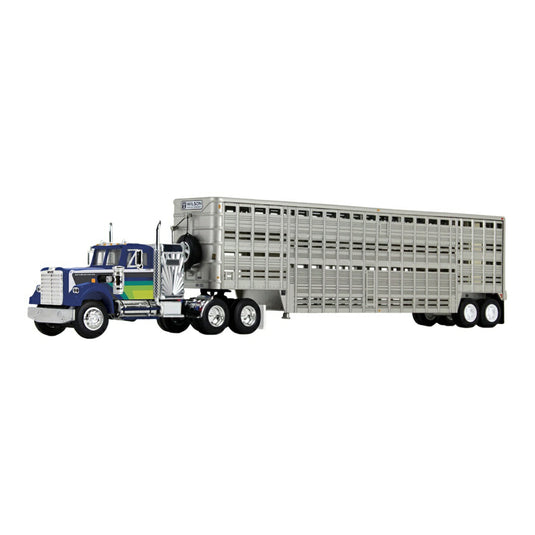 ホワイト ウエスタンスター White Western Star ビンテージ ウィルソン 家畜運搬トレーラー ブルーグリーン / FIRST GEAR 1/64 ミニカー トラック模型