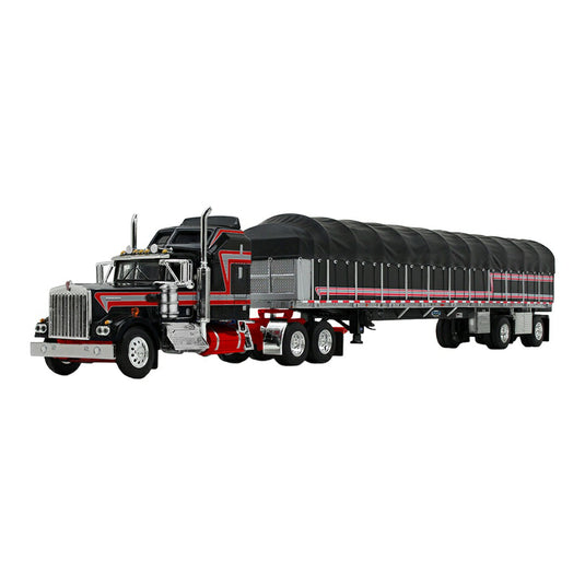 ケンワース Kenworth W900A Wilson Roadbrute フラットベッド カバー付きトレーラー / FIRST GEAR 1/64 ミニカー トラック模型