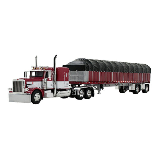 ピータービルト Peterbilt 389 ウィルソン Wilson Roadbrute フラットベッド カバー付きトレーラー / FIRST GEAR 1/64 ミニカー トラック模型