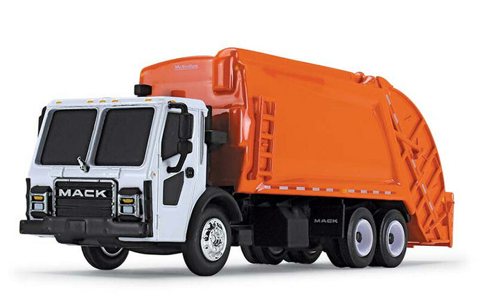 Mack LR ゴミ収集車  McNeilus Meridian リアローダー付、ホワイト & オレンジ  トラック / First Gear 1/87 建設機械模型 工事車両