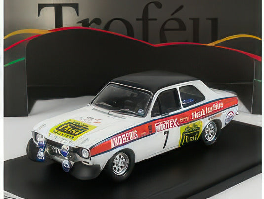 FORD ENGLAND ESCORT MK1 RS2000 (night version) N 7 RALLY MINTEX 1975 RUSSEL BROOKES JOHN BROWN WHITE BLACK ORANGE/TROFEU 1/43ミニカー