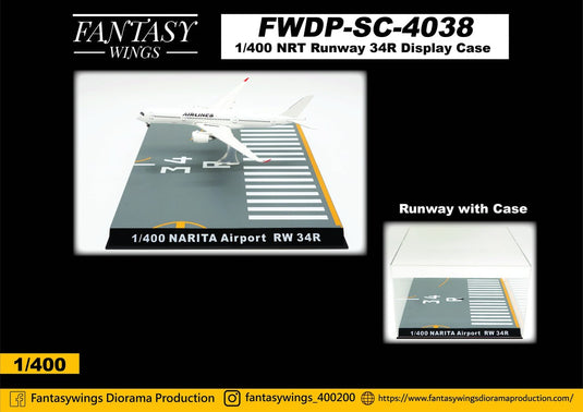成田空港 滑走路 34R ディスプレイケース / Fantasy Wings 1/400 飛行機模型 空港アクセサリ