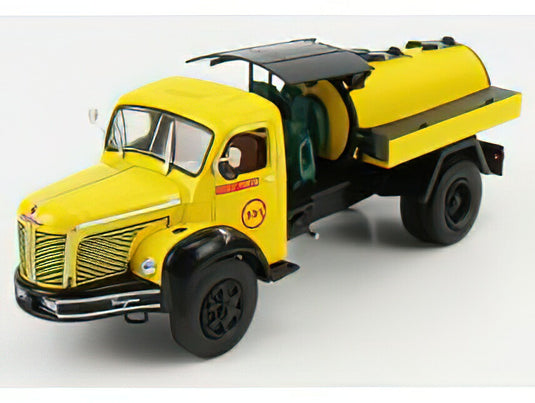 BERLIET - GLM10R TANKER TRUCK RIFIUTI SPECIALI 1955 - YELLOW BLACK/EDICOLA 1/43ミニカー