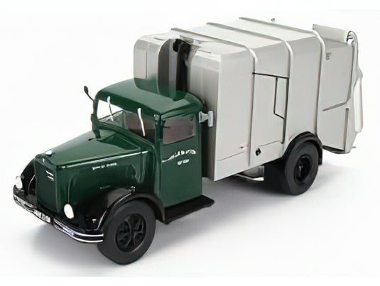 BERLIET - GDR 7W TRUCK TRASPORTO RACCOLTA RIFIUTI URBANI 2-ASSI 1954 - GREEN WHITE/EDICOLA 1/43ミニカー