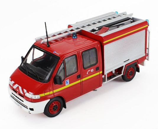 CITROENシトロエン ジャンパー ダブルキャビン 消防車 2002 レッドホワイトシルバー HACHETTE-VEHICULES-LEGERS-SAPEURS-POMPIERS COLLECTION / EDICOLA 1/43 ミニカー