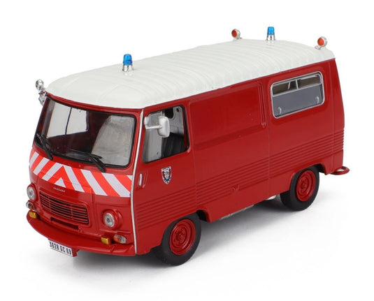PEUGEOTプジョー J7 バン 消防車 1969 レッドホワイト HACHETTE-VEHICULES-LEGERS-SAPEURS-POMPIERS COLLECTION / EDICOLA 1/43 ミニカー
