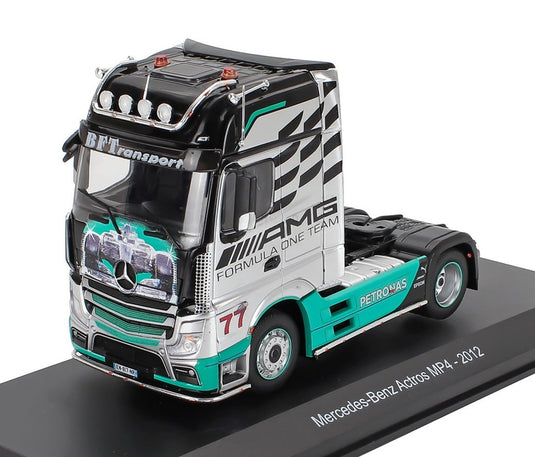 MERCEDES BENZメルセデスベンツ ACTROS MP4 1851 チームメルセデスAMG F1 2012 シルバーブラックグリーン HACHETTE-TRUCK-TUNING-COLLECTION / EDICOLA 1/43 ミニカー