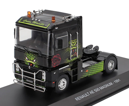 RENAULTルノー MAGNUM AE500 トラクター トラック 1991 GREEN MAMBA ブラック HACHETTE-TRUCK-TUNING-COLLECTION / EDICOLA 1/43 ミニカー