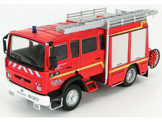 RENAULT - S100 TANKER TRUCK FIRE ENGINE SERVICE DEPARTEMENTAL D'INCENDIE ET DE SECOURS 1981 - RED SILVER/EDICOLA 1/43ミニカー